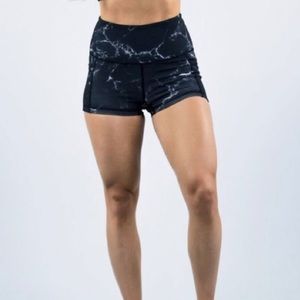 Buffbunny black marble high rise spandex shorts